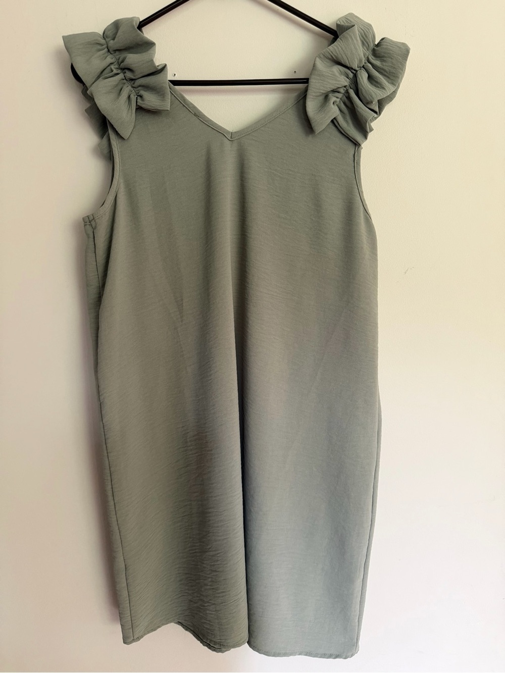 Entro Ruffle Sleeve Sage Green Summer Dress M Medium - Picture 2 of 6